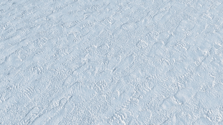 Fußspuren im weißen Schnee
