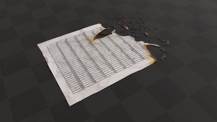 Сожжённая таблица с данными