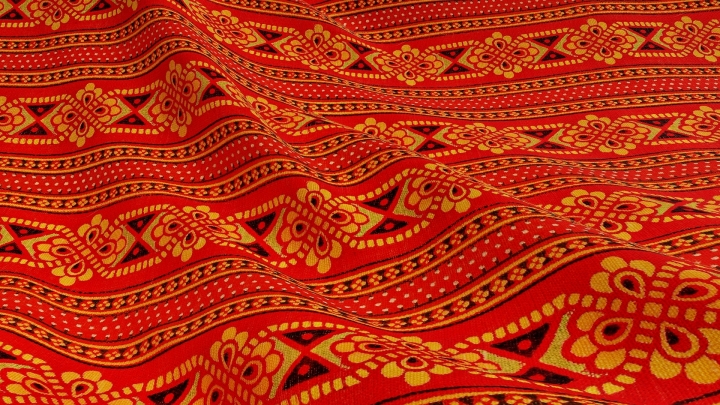 Tissu folklorique rouge